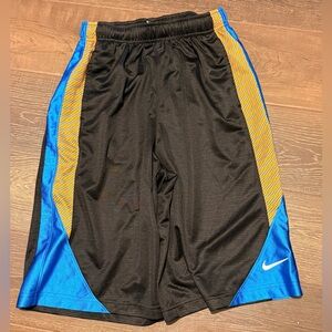 Nike Kids Black Shorts with Blue and Orange Accents